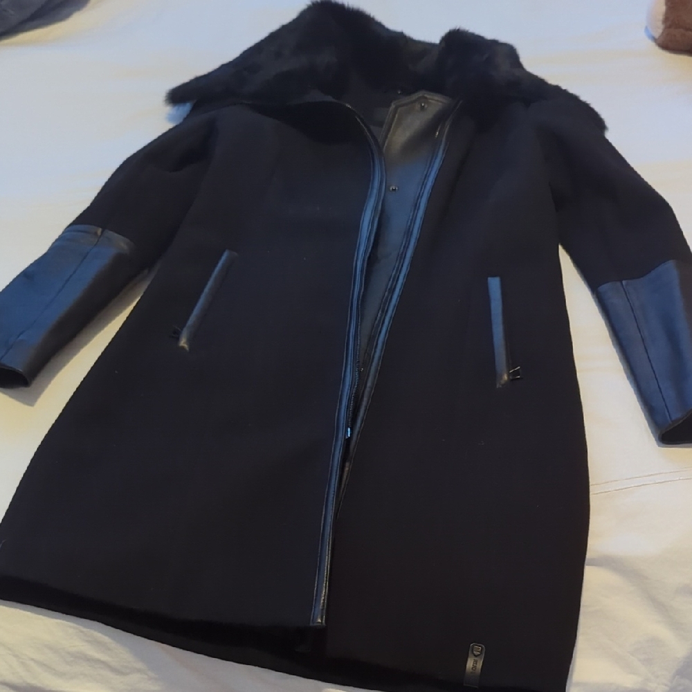 Rusak Coat with Leather And Fur Accents